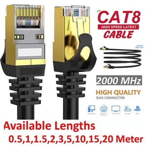 CAT8 CABLE RJ45 SHIELDED 2000MHZ 40GBPS SSTP ETHERNET LAN ULTRA HIGHSPEED LOT - Picture 1 of 13