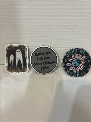 🔥Lot Of 3  Embroidered Iron On Patch’s Ghosts, Overthinking, Don’t Be A Meanie - Image 1 of 4