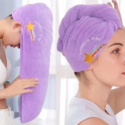 Quick Dry Hair Towel Wrap Hat Super Absorbent Soft Microfiber Bath Drying Cap - Image 1 of 4