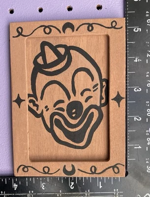Original Art- Retro Clown- Acrylic Paint On Wooden Frame- 4x5.5” - Image 1 of 2