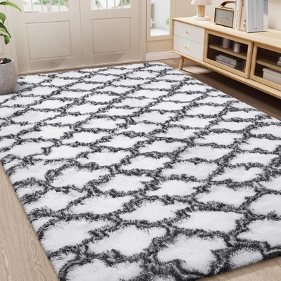 Alfombra peluda de lujo LOCHAS 3x5 pies alfombras mullidas geométricas de felpa, extra suave... Foto 1 de 4
