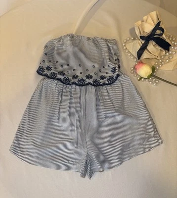 Mameluco Jessica Simpson Floral Ojales Rayas Talla Bolsillos Pequeños Foto 1 de 4