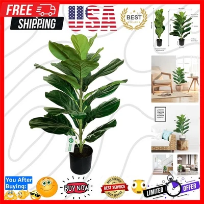 Versatile 30" Faux Ficus Lyrata - Low Maintenance Indoor Plant for Modern Homes - Image 1 of 4