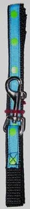 47 Inch Blue with Green Dots Ribbon Overlay 1/2 Inch Nylon Dog Leash New - Picture 1 of 1