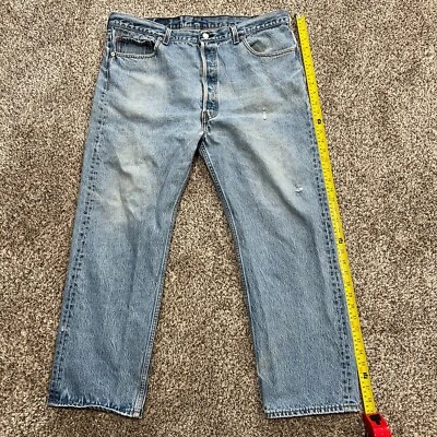 VTG Levi's 501 Jeans Size 36x26 Actual 90s USA Made Light Wash Distressed Button - Image 1 of 4
