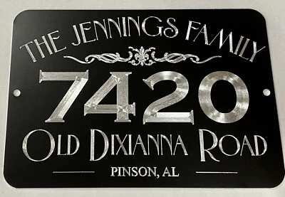 DIAMOND ETCHED PRODUCTS Engraved Personalized Custom House Home Number Street Address Metal Sign 10x7