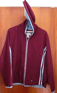 OLEG CASSINI SPORT vtg maroon track jacket polyester lrg hooded gym coat hoodie - Picture 1 of 2