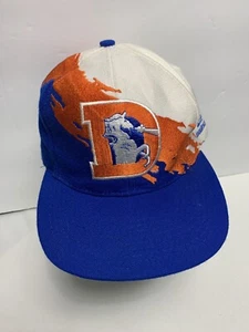 Vintage 90s Denver Broncos NFL Logo Athletic Paint Splash Snapback Hat Cap - Picture 1 of 8