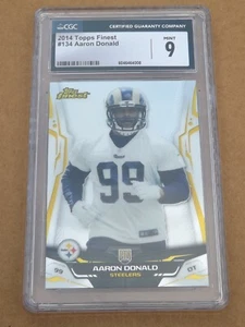 Aaron Donald 2014 Topps Finest RC #134 Rams  WRONG TEAM GRADED 9   CGC - Picture 1 of 3
