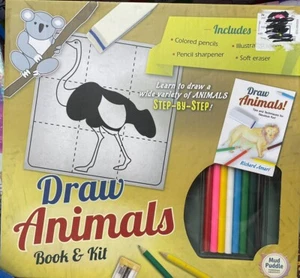 LEARN HOW TO DRAW ANIMALS BOOK & KIT COLOR PENCILS CREATIVE LEARNING STEPS - Picture 1 of 1