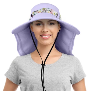 Womens Sun Hats Neck Flap Brim UV Protection Foldable Fishing Hiking Beach Cap - Picture 1 of 5