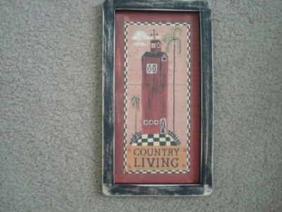  Primitive Country Print*COUNTRY LIVING* black frame 6 1/2"x 12" - Image 1 of 2