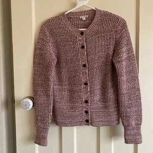 Gap Pink & White Fleck Winter Weight Cardigan Button Up Size S/P Pit To Pit 18” - Picture 1 of 6