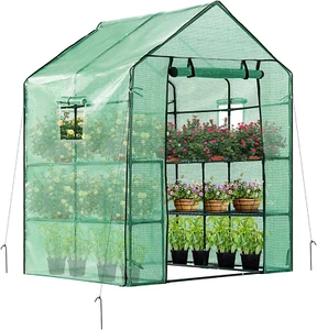 57X57X77-Inch Mini Walk in Green House with Window and Anchor, Plant Garden Hot - Picture 1 of 7