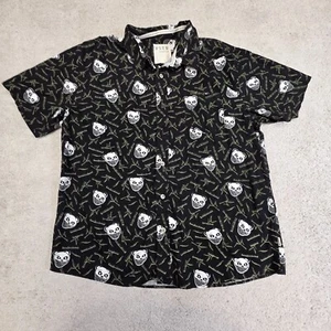 VSTR Premium Button Down Kids XXL Black Short Sleeve Shirt Panda Bamboo - Picture 1 of 9