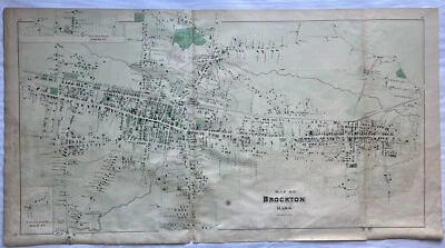 Mapa original de Brockton y Abington de 1879, Mass MA, antiguo, vintage, calles principales de Montello Foto 1 de 4