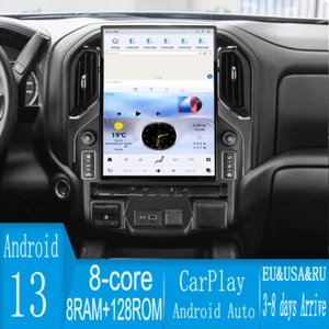 15.6" Android Navigation Car GPS Stereo Radio For Chevrolet Silverado GMC Sierra - Picture 1 of 15