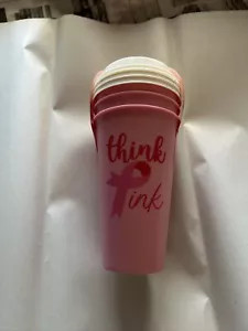 3 Pk Breast Cancer Awareness Travel Coffee Cups w Lids BPA Free Pink Tumblers - Picture 1 of 6