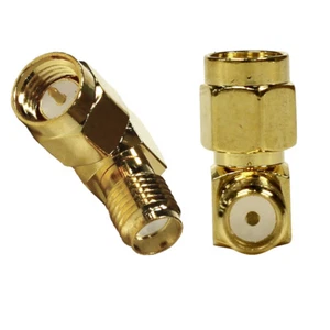 Seismic Audio Pair of Gold Coax SMA Male to Right Angle Female Cable Adapters - Picture 1 of 4