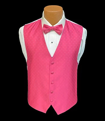 Men's Ralph Lauren Watermelon Pink Tuxedo Vest with Tie Adjustable Fullback - Image 1 of 2