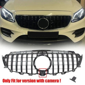 GT R Style Grille For Mercedes Benz W213 E Class W/Camera Black Grill 2016-2020 - Picture 1 of 12