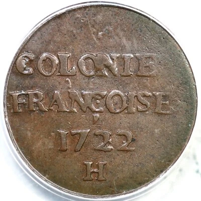 1722-H ANACS VF 30 French Colonies 9 Deniers Copper Coin - Image 1 of 3
