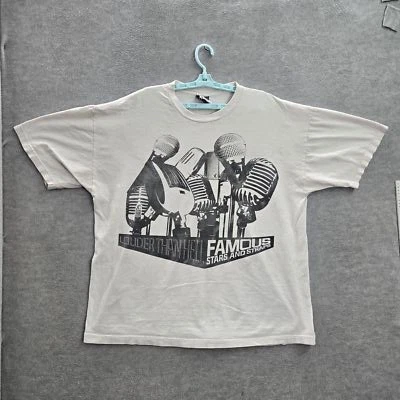VINTAGE Famous Stars & Straps Men Shirt 2XL White Y2K Microphones Graphic READ - Изображение 1 из 4