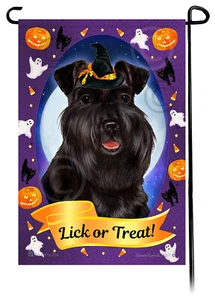 Halloween Garden Flag - Uncropped Black Schnauzer - Picture 1 of 1