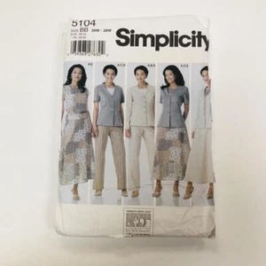 Chaqueta Pantalones Falda Simplicity Patrón de Costura 5104 Falda Top Talla 20W-28W Sin Cortar - Imagen 1 de 2