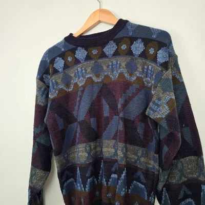 Vtg Sears Men’s Store Grandpacore Sweater Size M Made in Korea Geometric Knit - Image 1 of 4