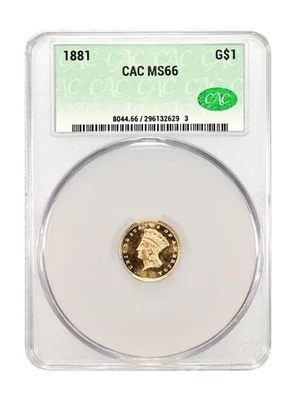 1881 G$1 Gold Dollar CACG MS66 (CAC) - Image 1 of 3