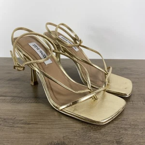 Steve Madden Scarpe Donna Annie Oro con Tacchi alla Caviglia 6,5 Medium (B,M) - Foto 1 di 14