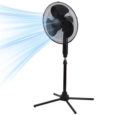 16-дюймовый пьедестальный колебательный вентилятор-стойка 3 скорости регулируемая высота и наклон для дома  - Изображение 1 из 4