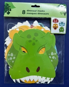 Dinosaurier Papiermasken 8er Pack, 4 Motive Kinder Party Gastgeschenk - Bild 1 von 3
