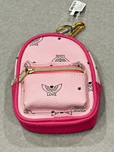 Claire’s Mini Keychain Backpack Clip Coin Purse Pink Angel Wings Love Charm - Picture 1 of 11