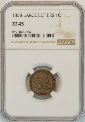 1858 Flying Eagle Large Letters Small Cent XF 45 BGC 1C US COIN PENNY - Image 1 of 4