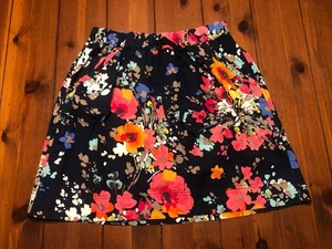 Merona Multicolor Floral Elastic Waist Short Skirt Small 100% Cotton Pockets - Picture 1 of 11