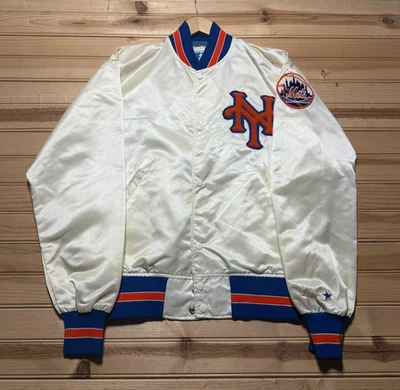 Vintage 80s 90s New York Mets MLB Baseball Satin Bomber Jacket - Size Medium - Image 1 of 4