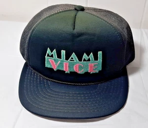 Vintage 1980's Miami Vice Snapback Black Mesh Trucker Baseball Hat Cap.Nice!!! - Picture 1 of 3
