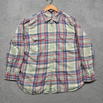 Camisa informal de franela a cuadros con botones de manga larga Chaps para mujer talla grande 2X Foto 1 de 4
