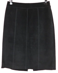 LTR0495 ANN TAYLOR LOFT Women's Leather Panelled Pencil Skirt Solid Black Size 4 - Picture 1 of 6