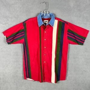 Vintage 90's Gitano Shirt Mens S Red Striped Color block Baggy Hip Hop - Picture 1 of 12