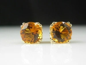 2Ct Round Cut Lab-Created Citrine Push Back Stud Earring 14k Yellow Gold Plated - Picture 1 of 8