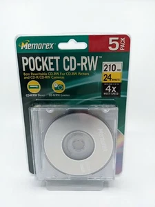 Memorex Pocket CD-RW 5 Pack Rewritable 8cm Digital Camera 4x 210MB 24min New - Picture 1 of 2