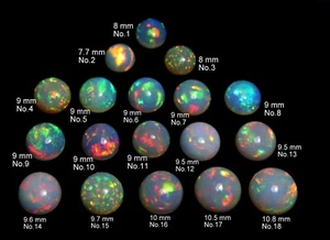 Calibrated Round Natural AAA+ Multi Flash Fire Ethiopian Opal Cabs Wholesale - Picture 1 of 8