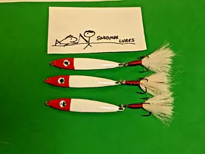 1.5 oz Minnow Spoon Bait Fish Lead Fishing Jigging Casting Lure white red - Picture 1 of 6