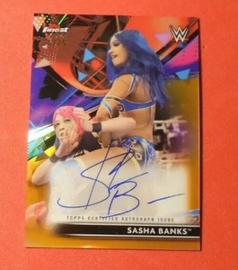 2021 Topps Finest WWE Sasha Banks Orange Refractor Auto /25 #RA-SA