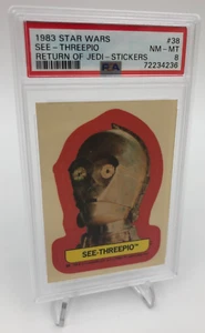 1983 STAR WARS RETURN OF THE JEDI Stickers Card #38 SEE-THREEPIO C3PO PSA 8 - Picture 1 of 9