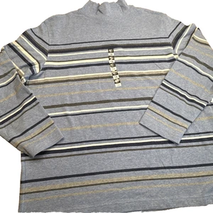 B40-Women’s Nwt Craft & Barrow Stretch Long Sleeve Turtle Neck Blue W/stripes 1X - Picture 1 of 6