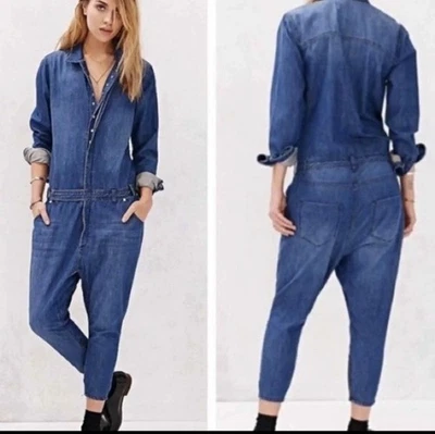 Macacão jeans One Teaspoon UO utilitário XSmall manga longa *mancha* XS - Imagem 1 de 4